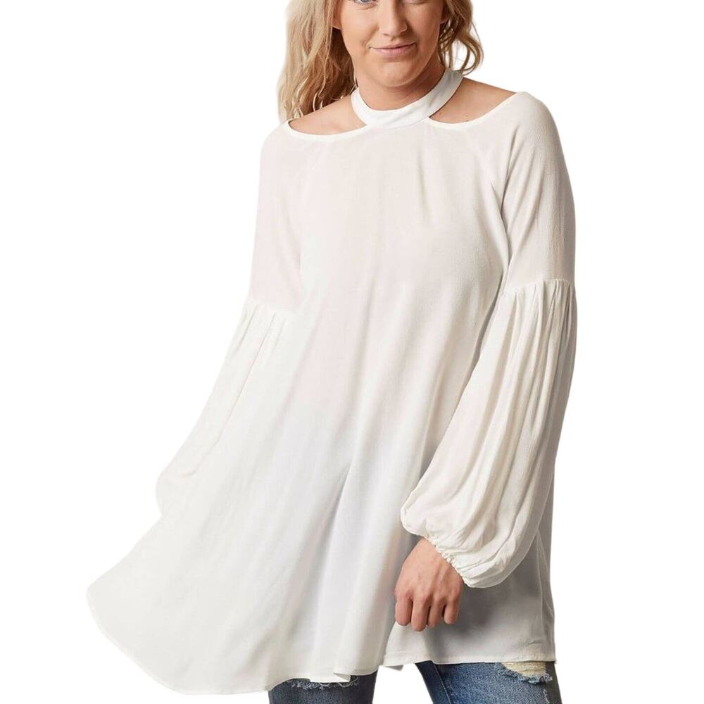 Free People Rayon Drift Away Blouse / Dress in Ivory Size Small - Picture 1 of 11